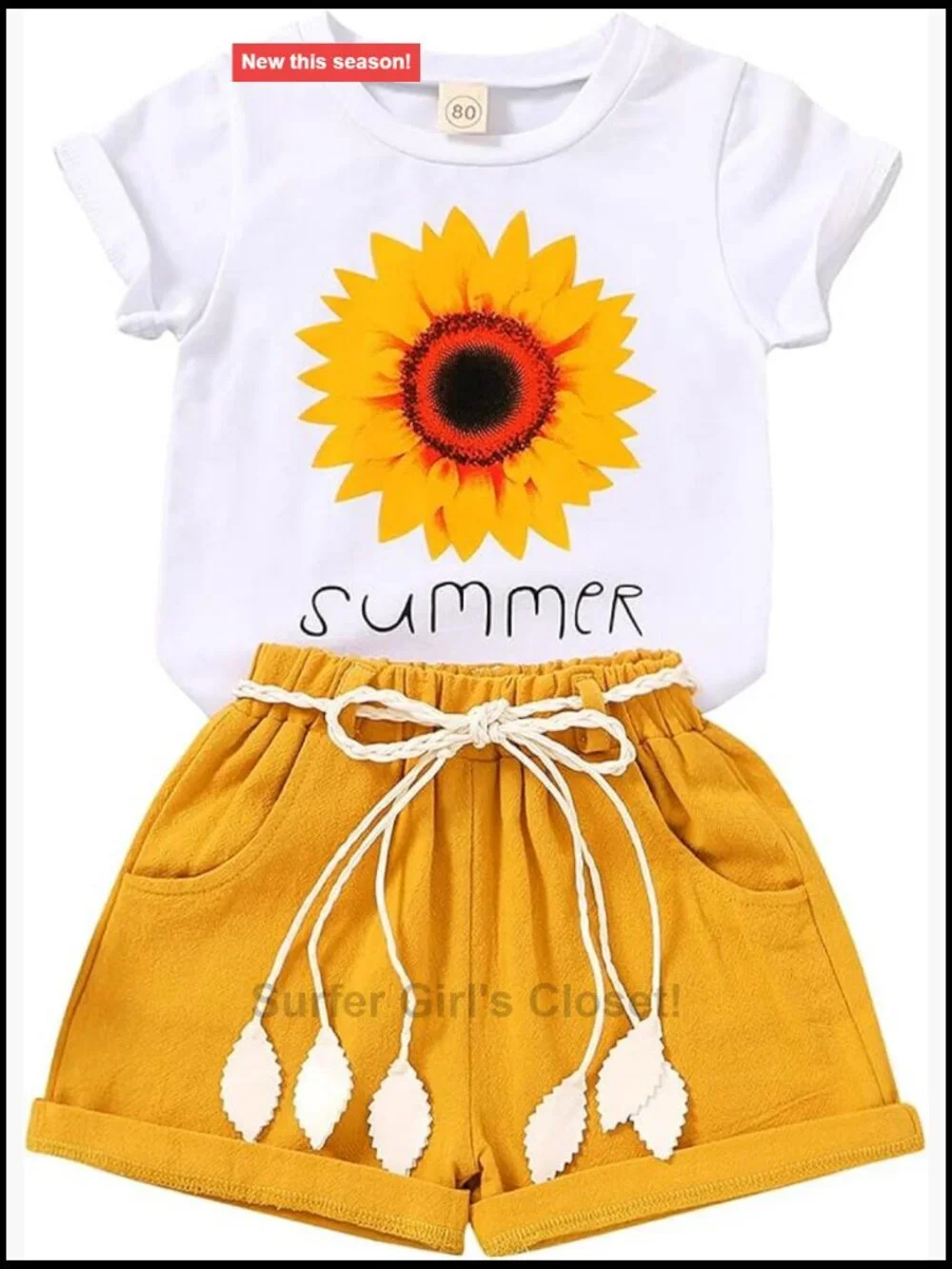 Toddler Girls Watermelon T-Shirt & Linen Shorts Set with Belt
